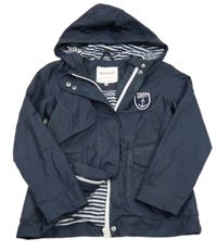 Tmavomodrá nepromokavá jarní bunda s nášivkou a kapucí POCOPIANO