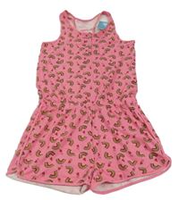 Nové - růžový kraťasový overal s duhami Pepperts