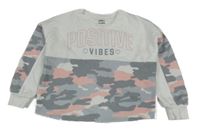 Bílo-army crop mikina s nápisem F&F