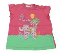 Růžovo-zelené tričko se slonem Berti