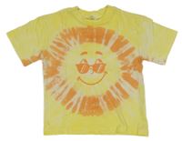 Žluto-oranžové batikované tričko se smajlíkem