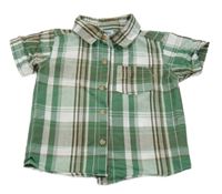 Bílo-zeleno-hnědá košile