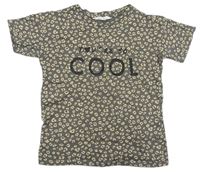 Šedo-béžové vzorované tričko s nápisem H&M