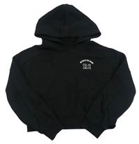 Černá crop mikina s logem a kapucí River Island