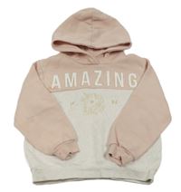 Světlerůžovo-smetanová mikina s nápisem a kapucí H&M