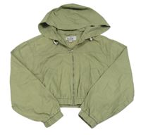 Khaki plátěná crop bunda s kapucí New Look