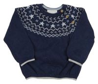 Tmavomodrý svetr se vzorem 