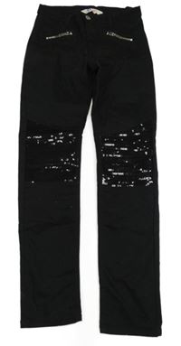 Černé skinny rifle s flitry H&M