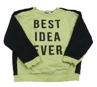 Limetkovo-černá mikina s nápisem H&M