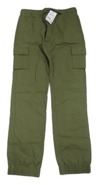 Nové - Khaki plátěné cuff cargo kalhoty zn. Primark