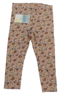 Nové - Růžové květované legíny PRIMARK