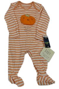 Nové - Bílo-oranžový pruhovaný overal s dýní 