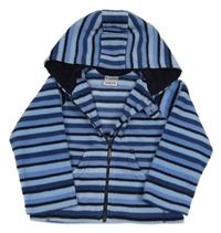 Modro-tmavomodrá pruhovaná propínací fleecová mikina s kapucí Ladybird