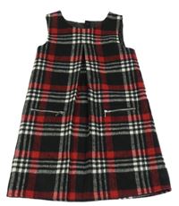 Červeno-černo-bílé kostkované vlněné šaty Dunnes