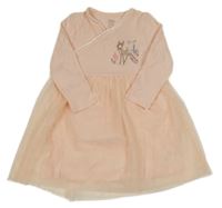 Růžové bavlněno/tylové šaty s Bambim Primark