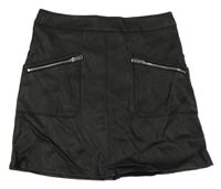 Černá koženková sukně se zipy F&F