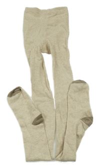 Světlebéžové melírované žebrované punčocháče