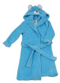 Modrý chlupatý župan s kapucí- medvěd Lily & Dan