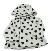 Bílý fleecová propínací mikina se srdíčky a kapucí Carter's