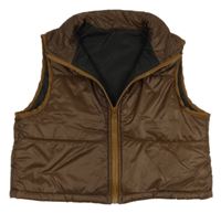 Hnědá šusťáková zateplená crop vesta Shein