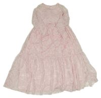 Světlerůžové krajkové slavnostní šaty 