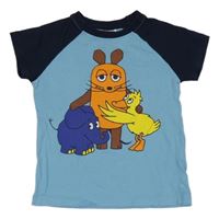 Tmavo-světlemodré tričko se zvířaty 