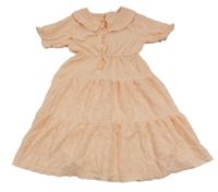 Lososové pruhované šaty s límečkem 