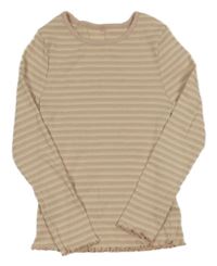 Světlerůžovo-béžovo-zlaté pruhované žebrované triko George