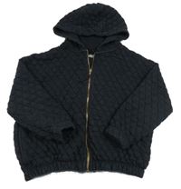 Černá prošívaná propínací mikina s kapucí Next