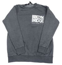 Tmavošedá dlouhá mikina s nápisem New Look