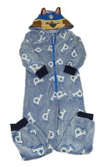 Modro-bílá melírovaná chlupatá kombinéza s kapucí - Tlapková patrola Nickelodeon