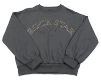 Tmavošedá crop mikina s nápisem a kamínky F&F