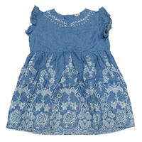 Modrá tunika riflového vzhledu s výšivkami