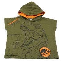 Khaki tepláková vesta s dinosaurem a kapucí - Jurský svět