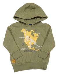 Khaki mikina s kostrou dinosaura a kapucí Lupilu