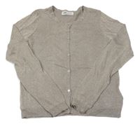 Šedo-zlatý třpytivý propínací lehký svetr H&M