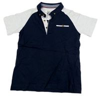 Tmavomodro-bílé polo tričko Matalan