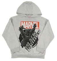 Šedá melírovaná mikina s Černým Panterem a kapucí Marvel