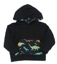 Černá mikina s dinosaury a kapucí 