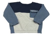 Tmavomodro-modro-šedá mikina s kapsou zn. Primark 