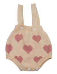 Broskvové pletené laclové kraťasy se srdíčky 