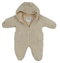 Béžová huňatá zateplená kombinéza s kapucí George 