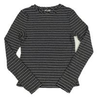 Černo-bílo-stříbrné pruhované triko F&F