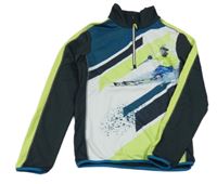 Antracitovo-bílo-limetková funkční sportovní mikina s lyžařem CMP