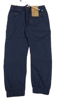 Nové - Tmavomodré plátěné cuff kalhoty F&F