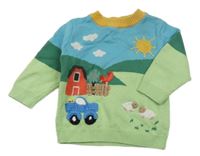 Pistáciovo-modrý svetr s farmou Next