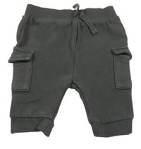 Šedé žebrované cargo tepláky s kapsami TU 