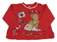 Červená oversize mikina s medvídkem M&S