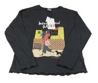 Nové - Tmavošedé triko s potiskem Zara 