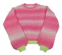 Růžovo-bílý pruhovaný vlněný crop svetr M&S